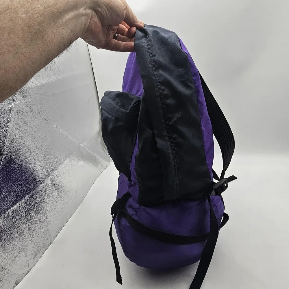 Vintage Kids Sleeping Bag‎ Small Backpack Carrier Purple Stick Figure Camping